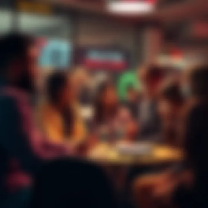 A group of people discussing recent news and its effects on society in a casual setting.