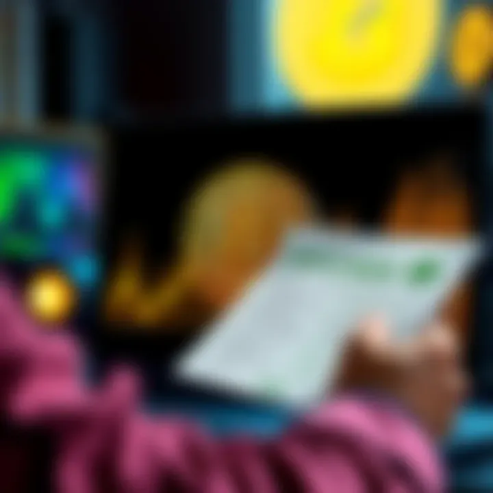 A person holding a computer showing Bitcoin Cash recovery process using a pdf sheet