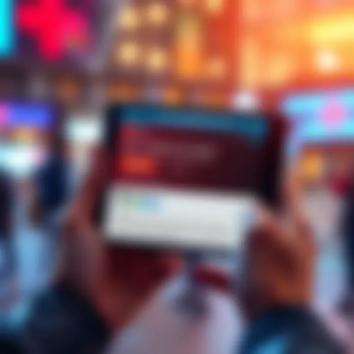 A person holding a digital device showing a forum post asking for Monero stagenet coins for app testing, conveying a sense of community support.