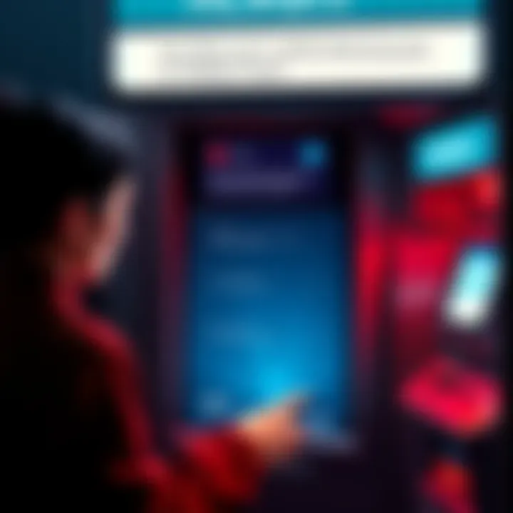 A person using a Revolut card at an ATM, checking for withdrawal options