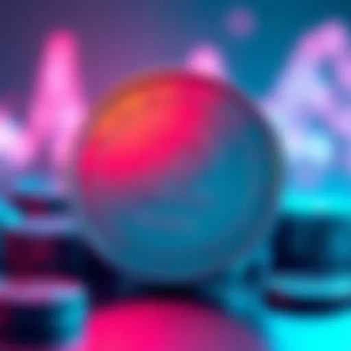 A representation of a euro-backed stablecoin with the Revolut logo and symbols of digital currency.