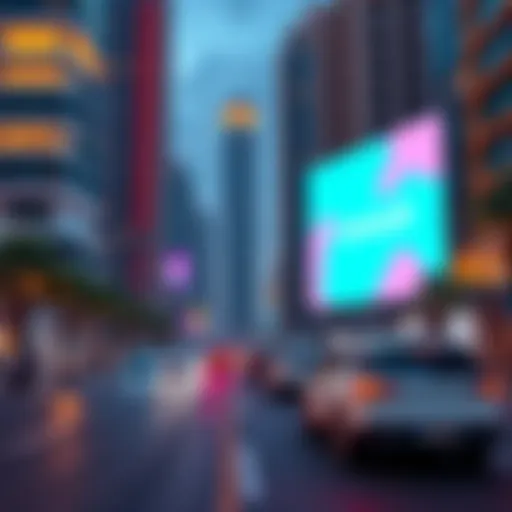 A street view of Dubai with a digital billboard announcing the launch of Revolut in the UAE.