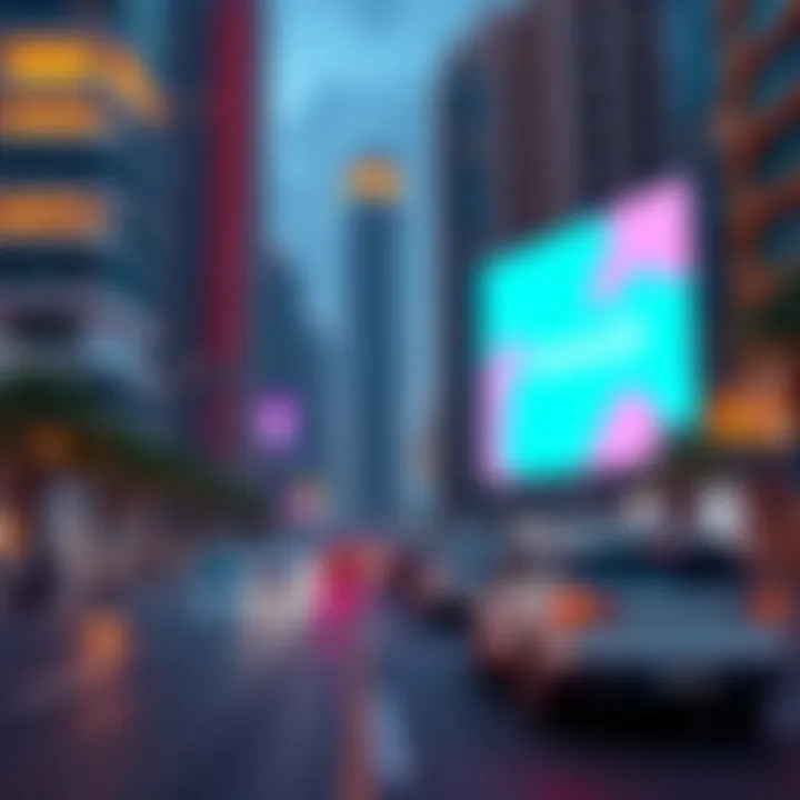 A street view of Dubai with a digital billboard announcing the launch of Revolut in the UAE.