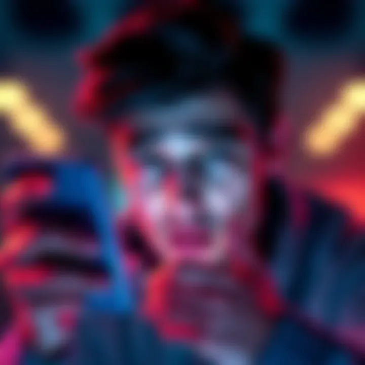 A person looking worried while checking their bank account on a smartphone, showing a message about account closure.