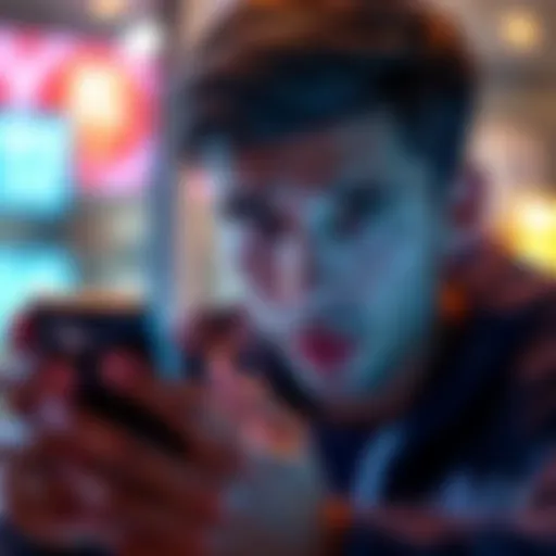 A person looks frustrated while trying to access their frozen Revolut account on a smartphone, showing a blocked app screen.