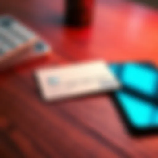 A close-up of a blank Revolut card without any name printed on it, placed on a wooden table with a smartphone alongside it.