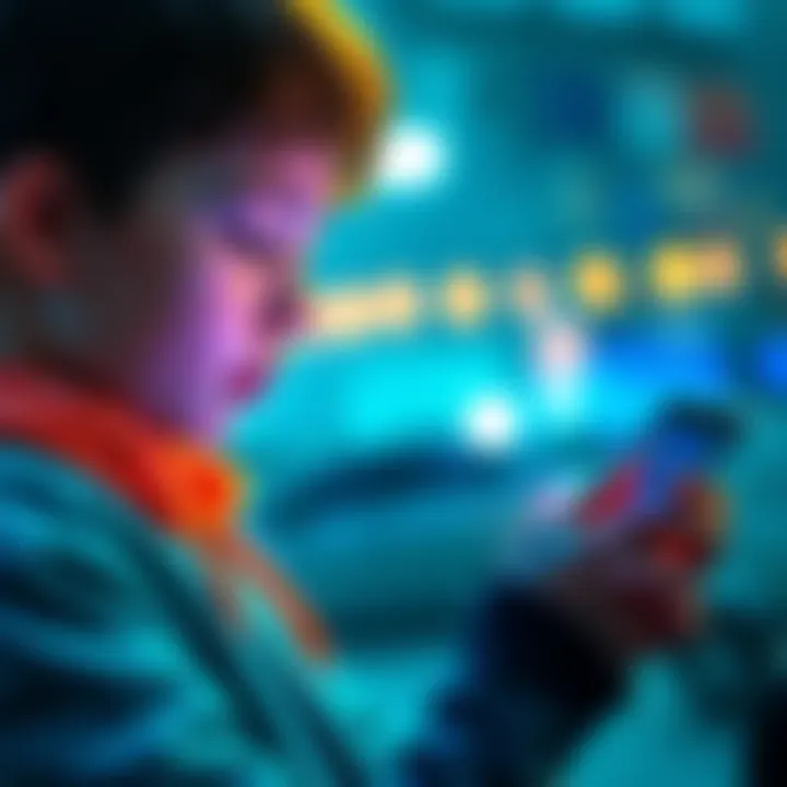 A young person using a mobile app to manage digital money with Revolut's logo visible, showcasing crypto services for under 18 accounts.