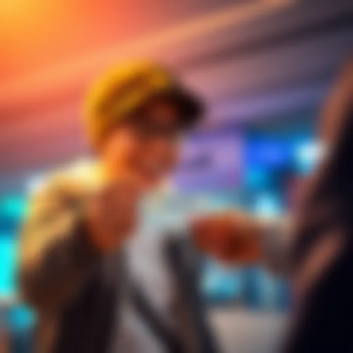 A graphic showing a happy customer receiving a fee reimbursement from Revolut, symbolizing customer satisfaction.