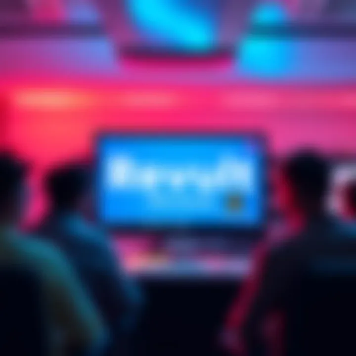 A graphic showing a computer screen with people sharing referral links for a Revolut promotion in a forum setting.