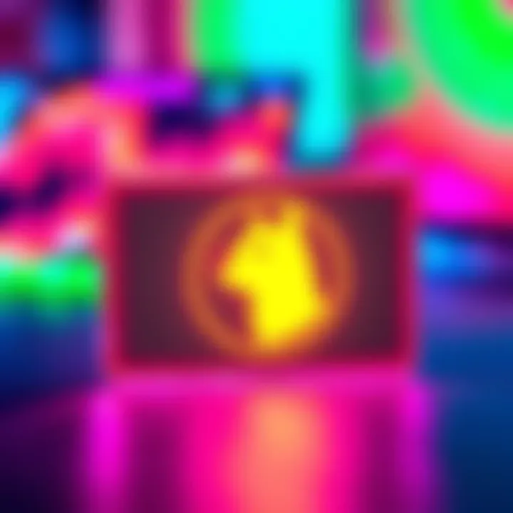 Brightly lit LED Dogecoin card with a fun design showcasing the Dogecoin logo, set against a colorful background