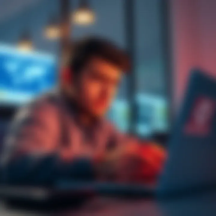 A person looking confused while checking their subscription options on a laptop, with icons representing RevPoints and plans visible on the screen