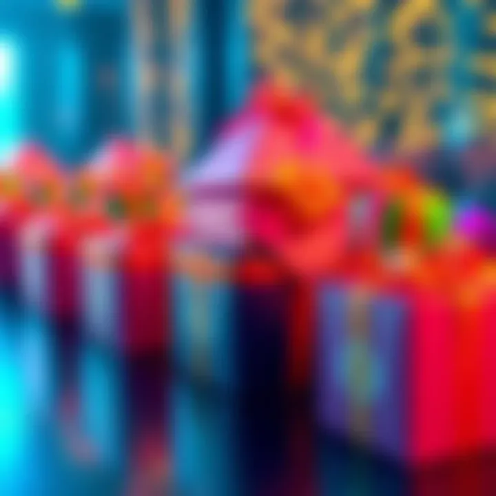 Colorful gift boxes with ribbons representing rewards to claim