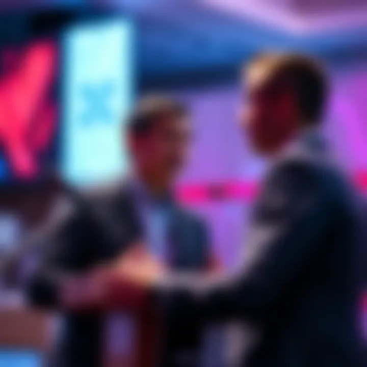 A Ripple executive speaking at a podium about XRP price predictions during a conference