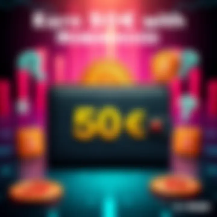A promotional image featuring a digital wallet with 50€ in Bitcoin and quiz icons around it, symbolizing the Robinhood EU Referral Campaign.