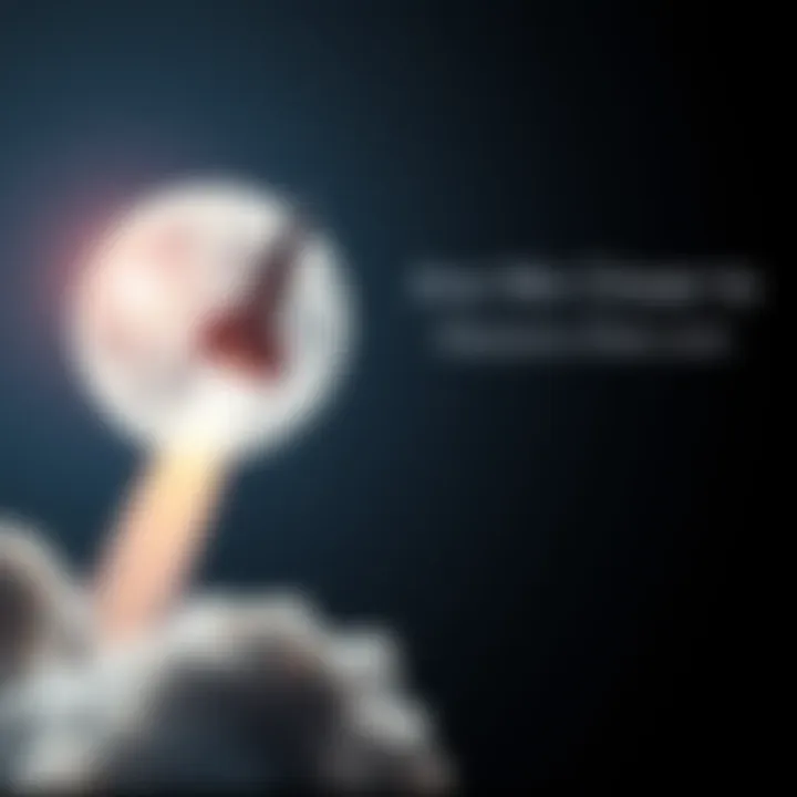 A rocket soaring towards the Moon with Earth visible in the background, symbolizing humanity's advancements in lunar exploration.