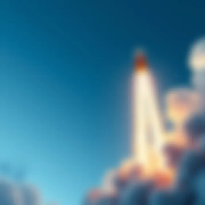 A rocket launching upward, symbolizing aspirations for growth and achievement.