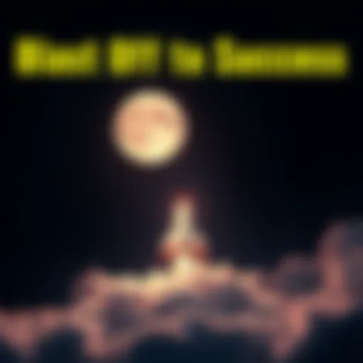 A rocket blasting off towards the moon with excitement in the background, symbolizing a journey of positivity and success.