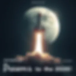 A rocket taking off with a bright trail, going towards a full moon in a night sky, symbolizing dreams and determination.