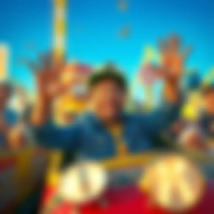 Roller Coaster Guy Spreading Joy Roller Coaster Guy smiling and waving, surrounded by happy fans at an amusement park