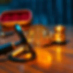 A close-up of a rare rose golden Bitcoin coin resting on a wooden table with a magnifying glass beside it.