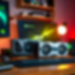 A comparison of RTX 4070 TI Strix and RTX 5070 GPUs side by side on a desk