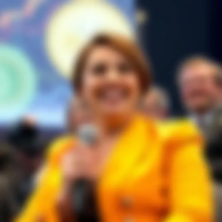 Ruja Ignatova, known as the Cryptoqueen, smiling while speaking at a conference, promoting OneCoin.
