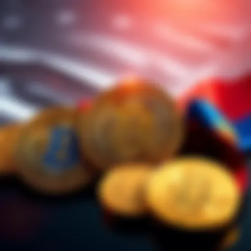 A graphic illustrating Bitcoin symbols and the Russian flag, representing the approval of Bitcoin for foreign trade in Russia.