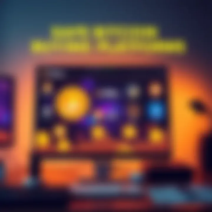 A computer screen displaying various cryptocurrency platforms with Bitcoin icons on the screen