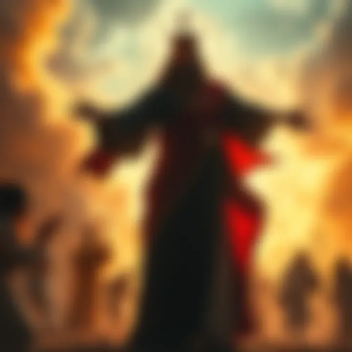 Saint Saylot in a dramatic scene An artistic representation of Saint Saylot surrounded by light and followers, depicting a miraculous event