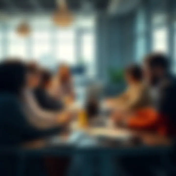 A diverse team of professionals discussing sales strategies in a modern office setting, emphasizing collaboration and goal setting.