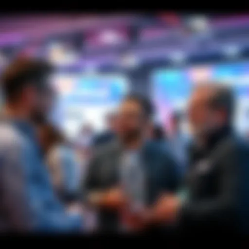 Sam Bankman-Fried chatting with the founders of Anthropic at a tech event, showcasing a friendly interaction.