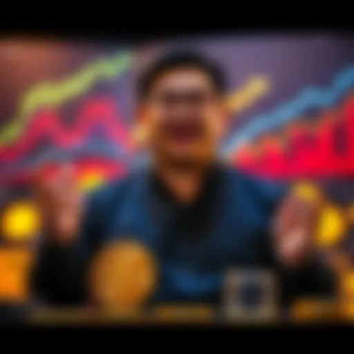 Samson Mow speaking passionately about the benefits of investing in Bitcoin under $100K, surrounded by charts and graphs showing cryptocurrency growth.