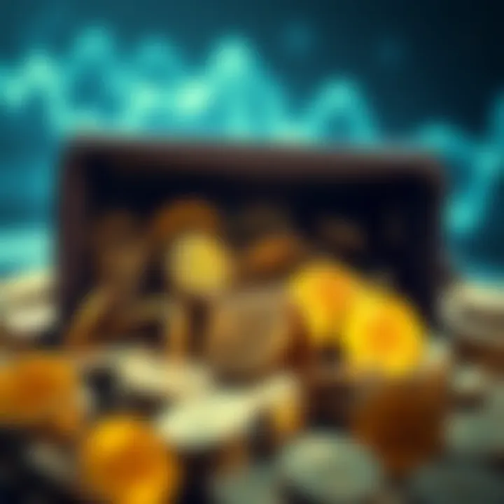A digital wallet overflowing with Bitcoin symbols, representing Satoshi's untouched holdings for over a decade.