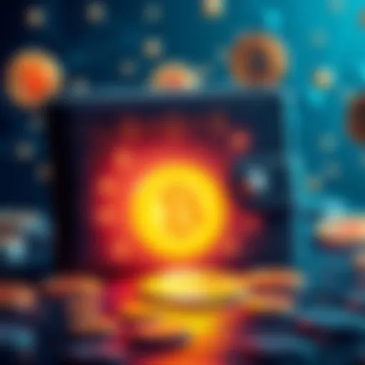An illustration of a digital wallet with Bitcoin symbols and a glowing lock, representing Satoshi's abandoned wallet and quantum technology concerns.