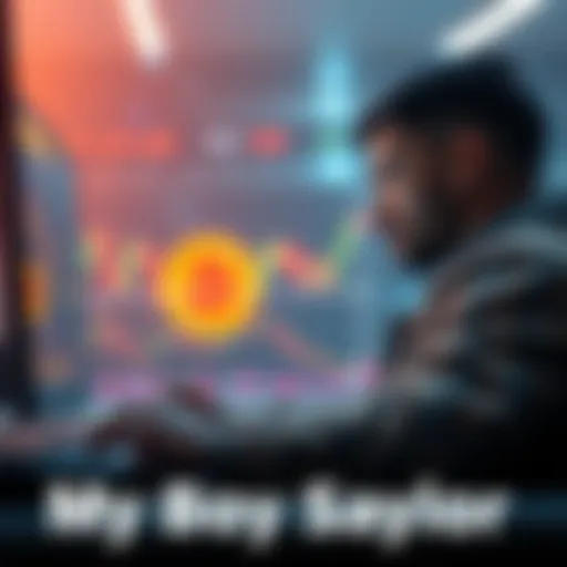 A visual representation of a man analyzing Bitcoin charts while trading 4603 BTC after selling 6916 BTC, highlighting the crypto market activity.