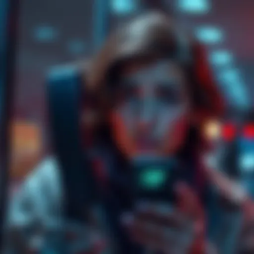 A person looking concerned while holding a phone with a notification of a scam call from Slovakia