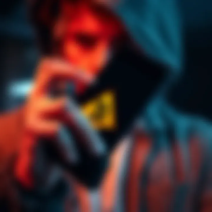 A concerned person holding a phone with a warning symbol, representing scam calls from Binance in Bulgaria.