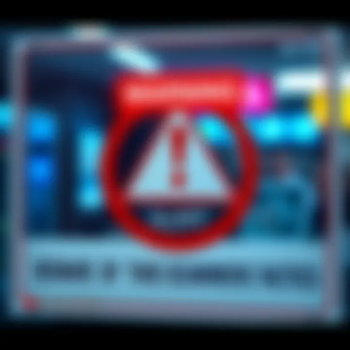 Scam Warning Alert A warning sign with a red alert symbol, cautioning about a scammer's deceptive tactics.