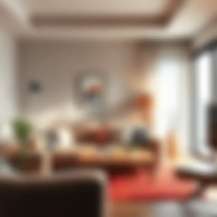 Cozy living room with stylish second-hand furniture including a sofa and coffee table