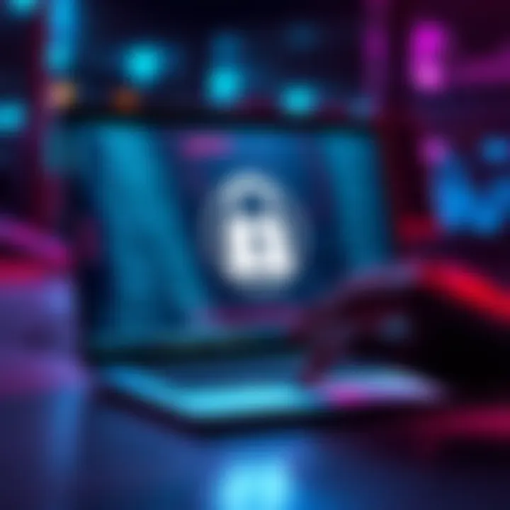 A person using a laptop with a lock symbol on the screen while accessing PegasusSwap for better privacy.