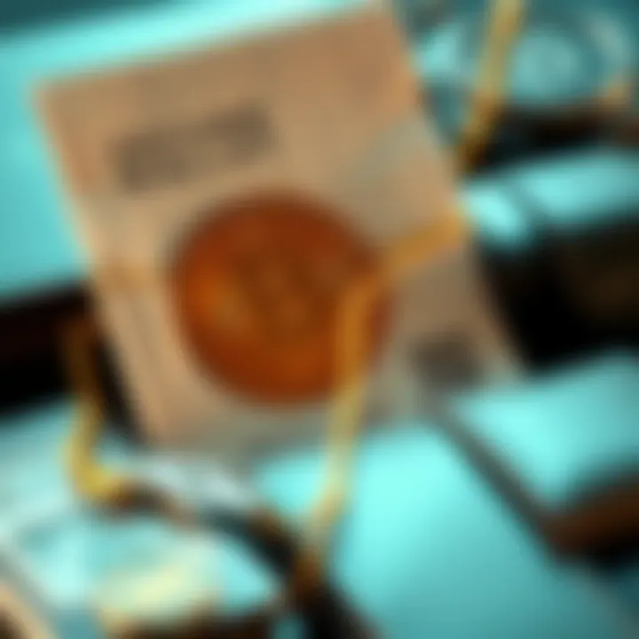 A close-up of a paper wallet with Bitcoin QR code, alongside metal wallets, representing cryptocurrency storage options.