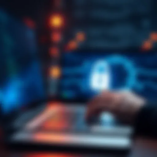 A person typing a long passphrase on a computer with a padlock symbol on the screen, indicating browser security measures.