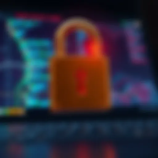A digital representation of a 12-word seed phrase with a lock and a computer background, symbolizing cryptocurrency security concerns.