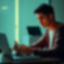 A person checking their cryptocurrency wallet on a laptop, looking concerned yet focused, symbolizing the importance of safeguarding unverified balances after losing a mining referrer.