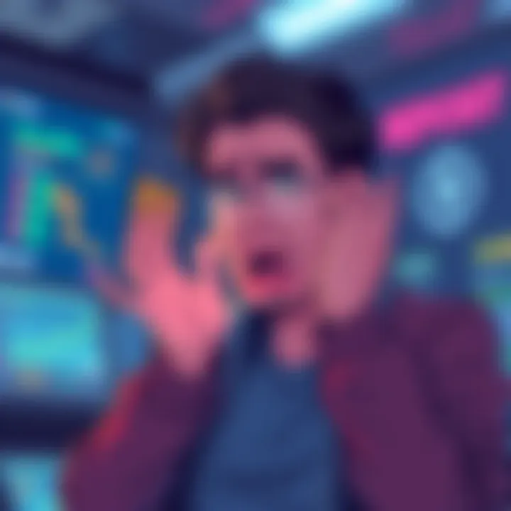 Illustration showing a person frustrated with security deposit issues while trading XMR on Retoswap