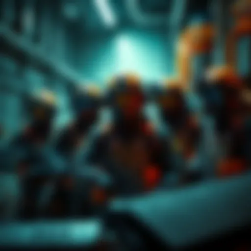 A group of miners collaborating with security gear, ready for a team mission.