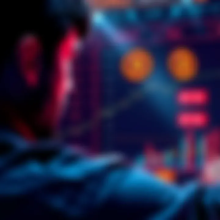 A person looking at a chart with Monad tokens and penalty marks, analyzing trading options