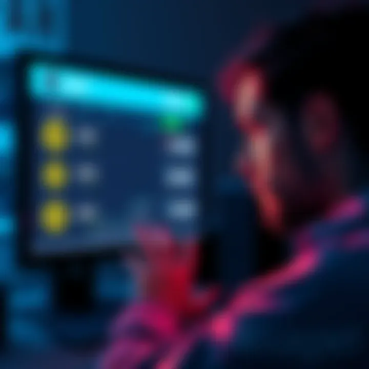 A person looking at a computer screen with cryptocurrency exchange options for USDT, considering selling for EUR or USDC.