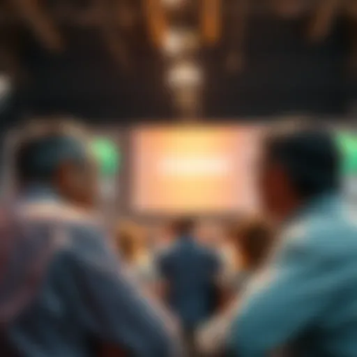 People discussing the Senate agriculture bill with Chainlink logos in the background, showing anticipation and excitement.