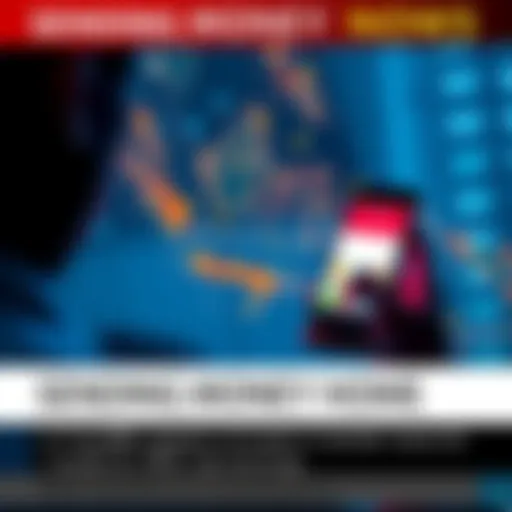 A person using a smartphone to transfer USDC funds to family in Indonesia, with a map of Indonesia in the background